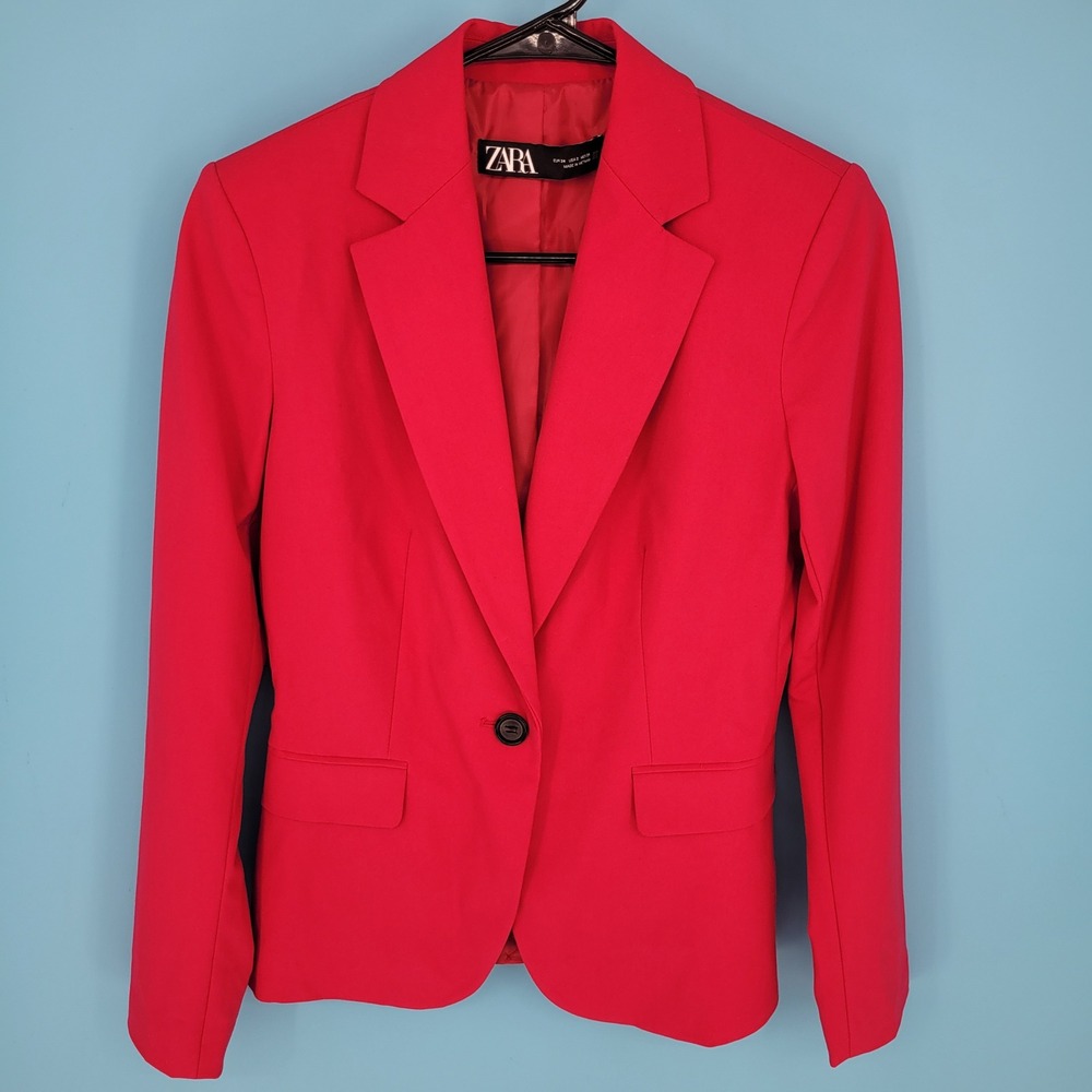 ZARA Pink Blazer Jacket Single Breasted Fitted Fuchsia Barbiecore Blazer 2